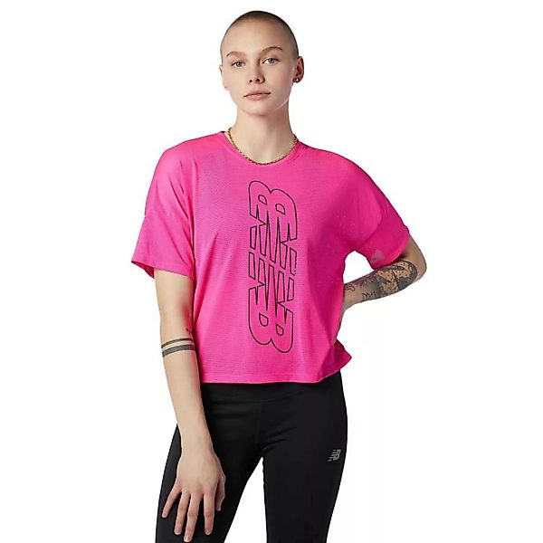 New Balance Achiever Keyhole Back Graphic Kurzarm T-shirt XS Pink Glow günstig online kaufen