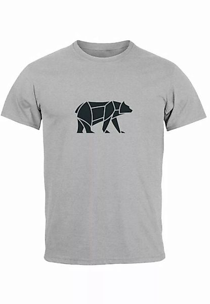 Neverless Print-Shirt Herren T-Shirt Polygon Design Print Bär Bear Tiermoti günstig online kaufen