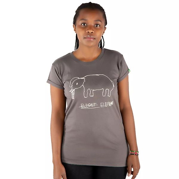 Damen T-shirt Aus Bio-baumwolle „Elephant“ Dunkelgrau günstig online kaufen