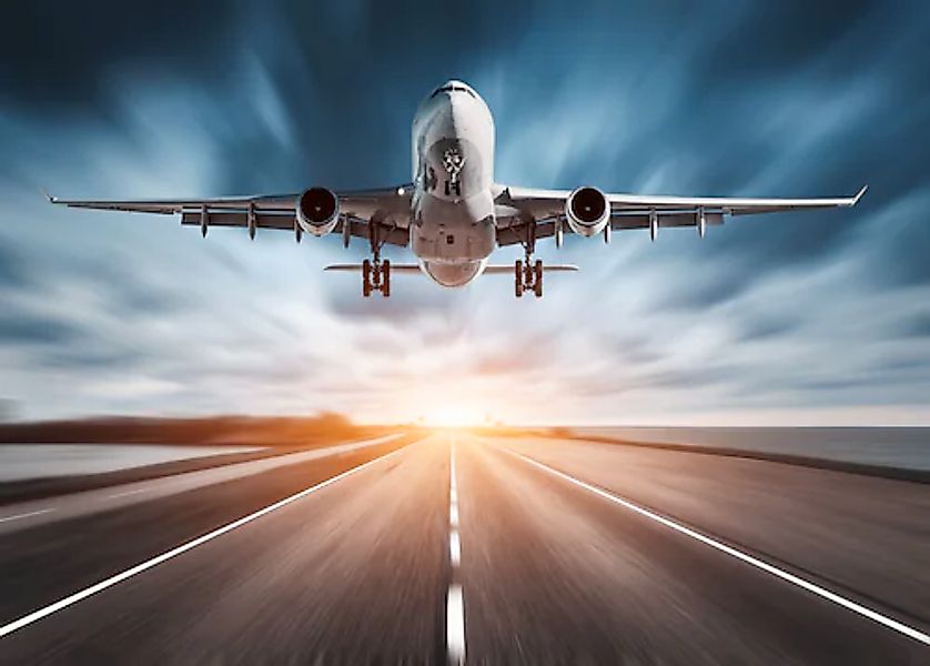 Papermoon Fototapete »Airplane Road Sunset« glatt günstig online kaufen