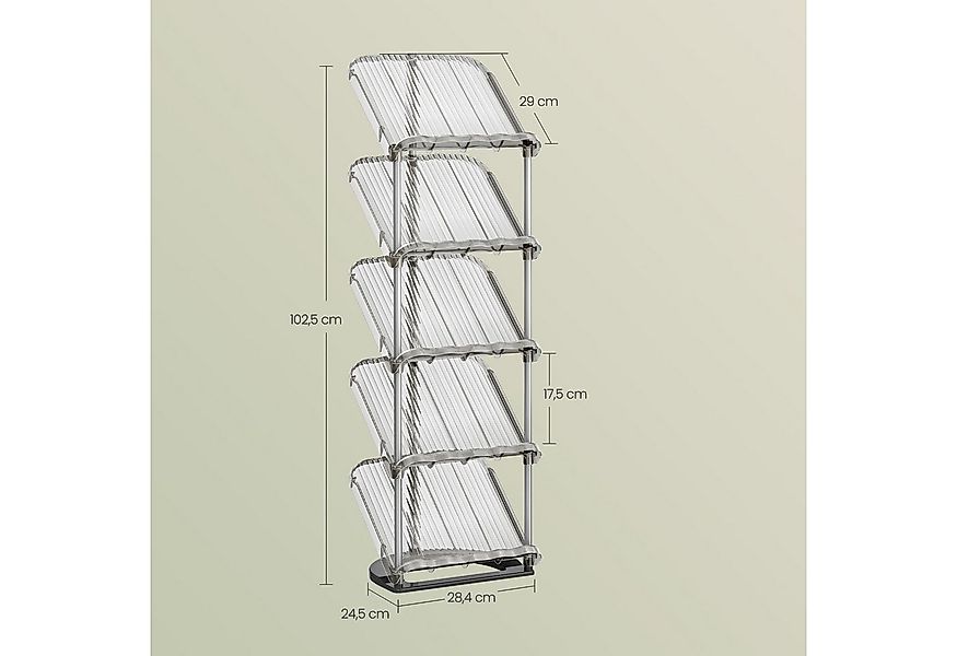 SONGMICS Schuhregal 5 stöckiger Schuhregal, 1-tlg., Schuhständer, schräges günstig online kaufen