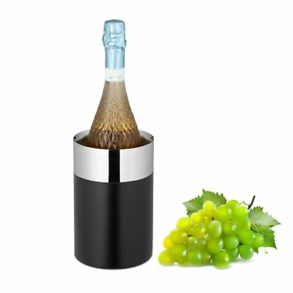 relaxdays Schwarzer Weinkühler aus Edelstahl schwarz/silber günstig online kaufen