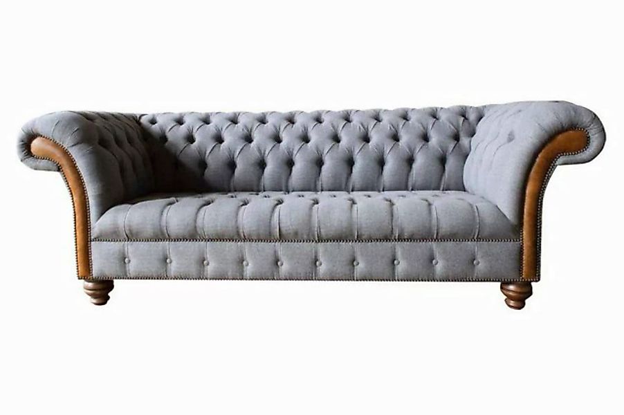 Xlmoebel Sofa Graues Chesterfield Stoffcouch Luxus Sitzmöbel Polsterbank, H günstig online kaufen