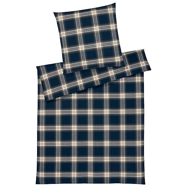 Elegante Flanell Bettwäsche Westminster 2666-24 Kariert Blau 135x200 günstig online kaufen