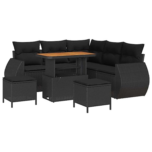 vidaXL Gartensofa-Set mit Kissen 8 Stk Schwarz Poly-Rattan 3363824 günstig online kaufen