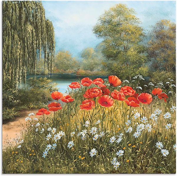 Artland Wandbild "Mohnwiese am See" Blumenwiese 1 Stk. tlg. als Alubild, Le günstig online kaufen