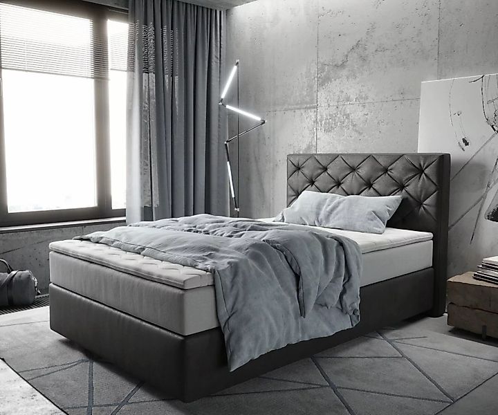 DELIFE Boxspringbett Dream-Great, Mikrofaser Anthrazit Vintage günstig online kaufen