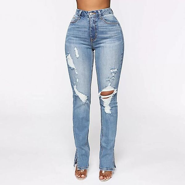 KIKI Jeansleggings Split Jeans zerrissen hohe Taille Stretch Jeans weiblich günstig online kaufen