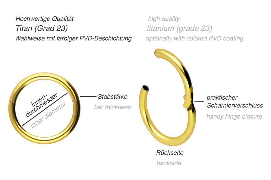 PIERCINGLINE Nasenpiercing Titan Segmentring Clicker Ohrpiercing günstig online kaufen