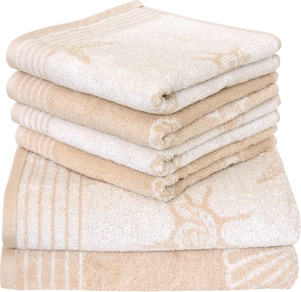 Dyckhoff Handtuch Set »Seashell«, Set, 6 tlg., Walkfrottee, mit Muschelmust günstig online kaufen