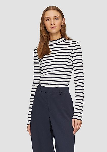 s.Oliver Langarmshirt T-Shirt Langarmshirt mit Rippstruktur und Stehkragen günstig online kaufen