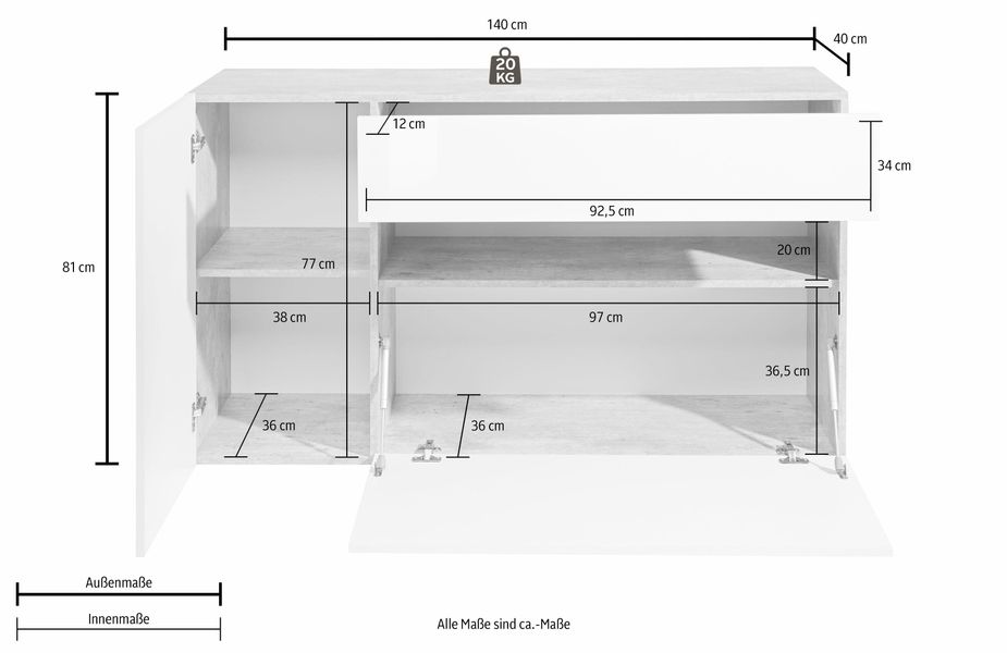 INOSIGN Sideboard Potenza, Kommode, Schrank, 1x günstig online kaufen