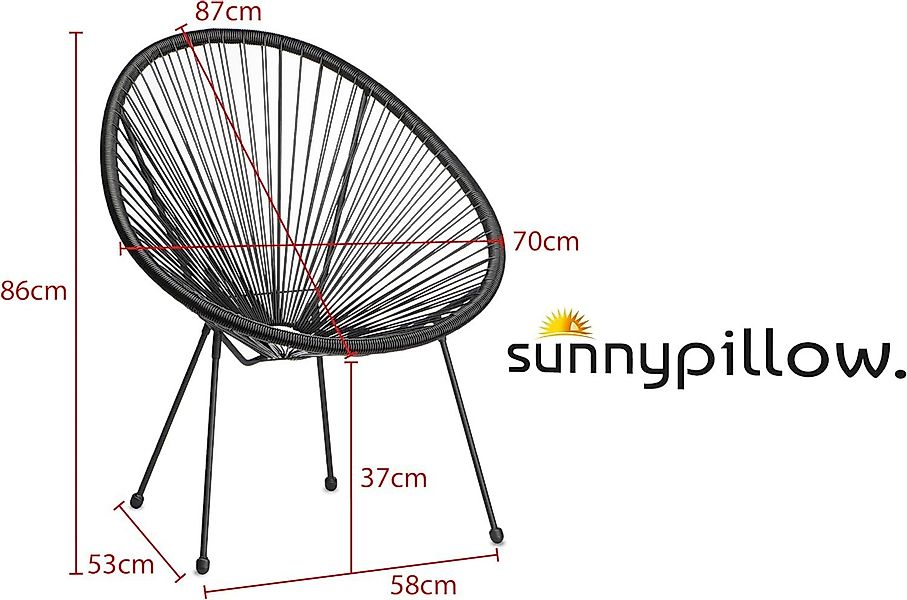 sunnypillow Gartenstuhl Acapulco, gemütlicher Loungesessel für Terrasse, Ga günstig online kaufen