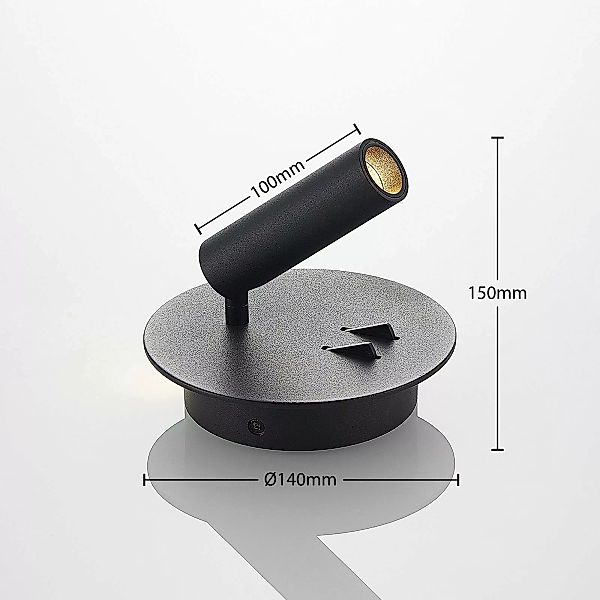 Lucande Magya LED-Wandleuchte schwarz 2-fl. rund günstig online kaufen