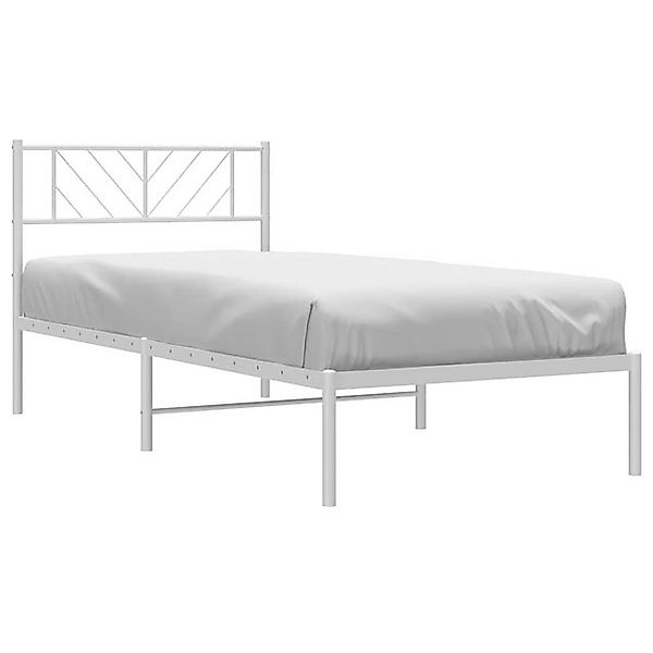 vidaXL Bettgestell Bettrahmen mit Kopfteil Metall Weiß 80x200 cm Bett Bettg günstig online kaufen