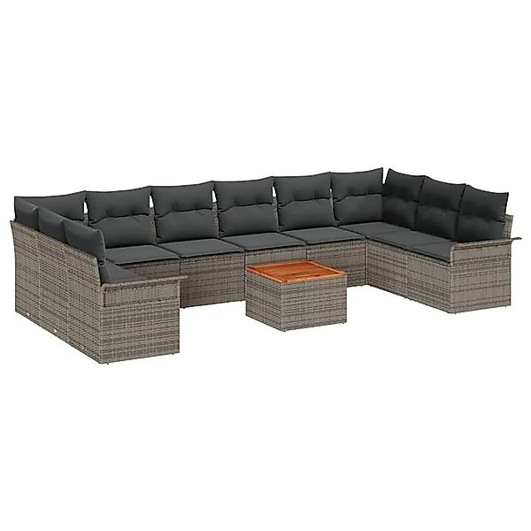 vidaXL Gartensofa-Set mit Speicher 11 Stk Grau Poly-Rattan 3356046 günstig online kaufen