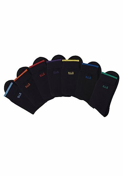 H.I.S Socken, (Packung, 7 Paar), mit farbigen Bündchen günstig online kaufen