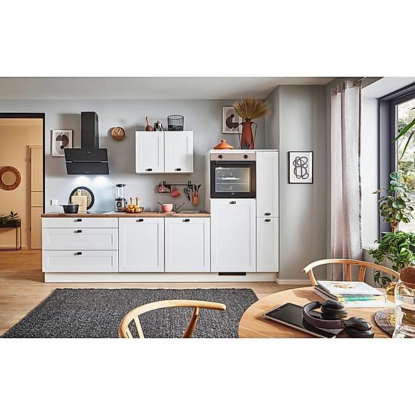 pino Küchenzeile 300 cm Weiß matt Anschlag rechts 1 Geräte-. 1 Seitenschran günstig online kaufen