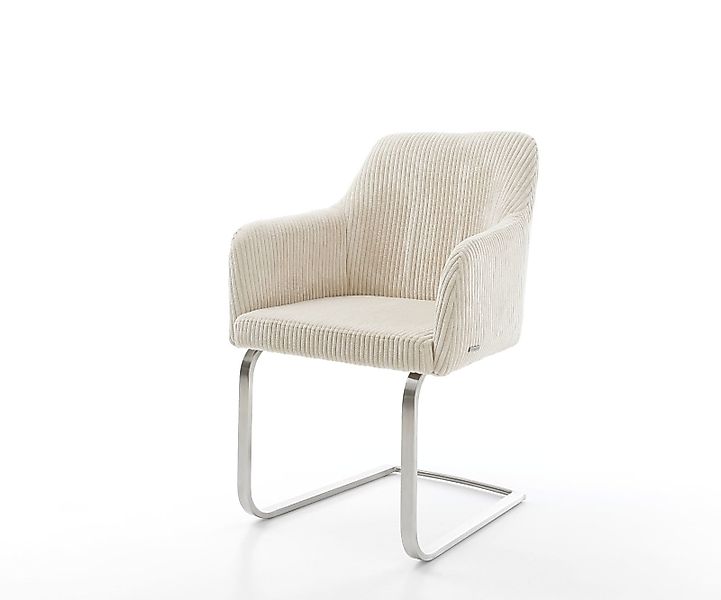 DELIFE Polsterstuhl Greg-Flex, Freischwinger flach Edelstahl Cord Beige Tas günstig online kaufen