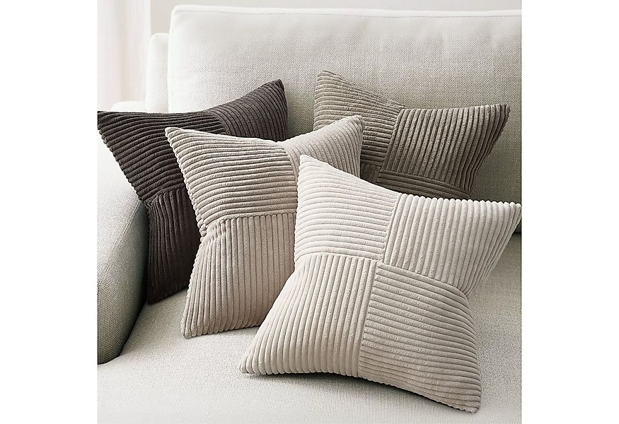 Topfinel Kissenbezug 40x40 4er set Kissenbezüge 50x50 Kordsamt mit Streifen günstig online kaufen