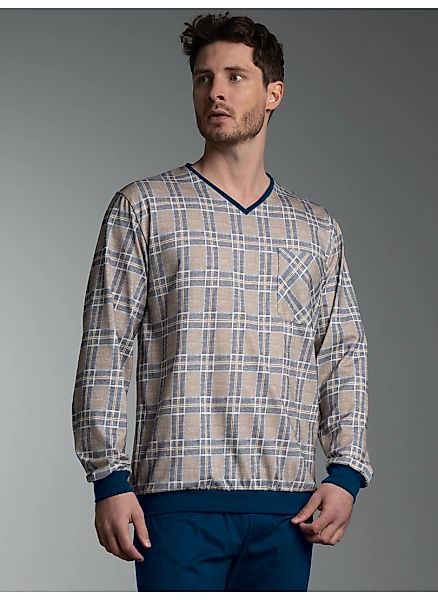 Trigema Schlafanzug "TRIGEMA Pyjama Langarmshirt mit Karo-Muster" 1 günstig online kaufen