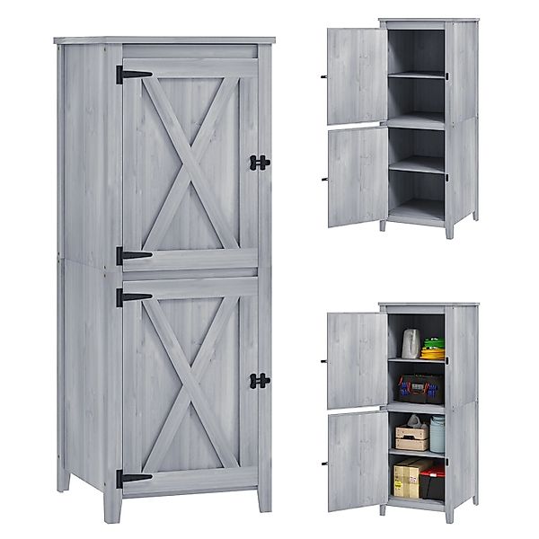 Outsunny Gartenschrank Tannenholz Hellgrau 60L x 60B x 160H cm günstig online kaufen