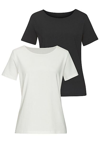 LASCANA T-Shirt mit Rundhals-Ausschnitt (2er-Pack) aus elastischer Baumwoll günstig online kaufen