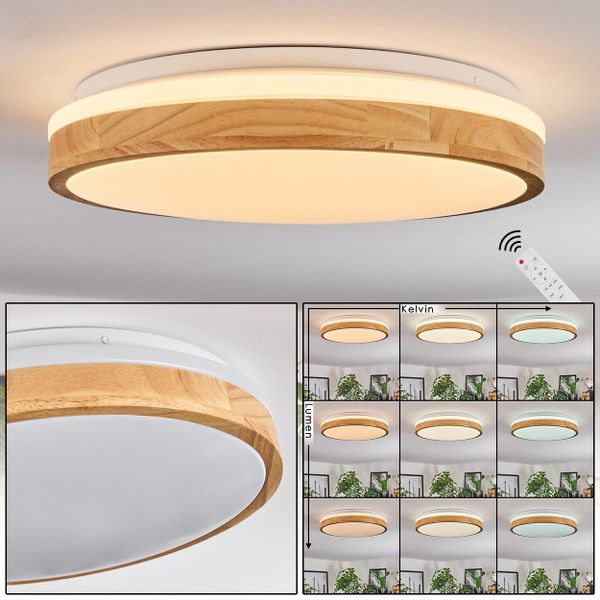 hofstein Deckenleuchte dimmbare Deckenlampe aus Metall/Bambus/Kunststoff günstig online kaufen