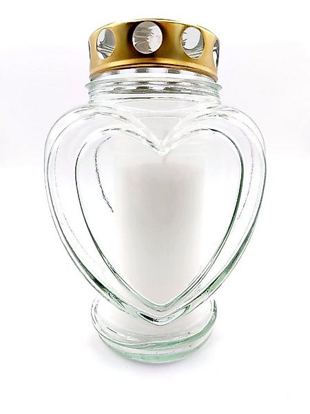 meytrade Outdoorkerze Trauerlicht Grablicht Herzform weiss aus Glas Grablam günstig online kaufen