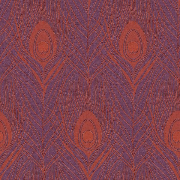 PROFHOME 369715-GU Natur Tapete Federn Matt Rot Violett Gold 0,53 m x 10,05 günstig online kaufen