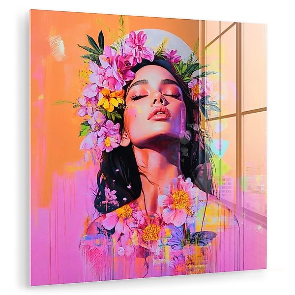 MuchoWow Acrylglasbild Porträt - Blumenkrone - günstig online kaufen