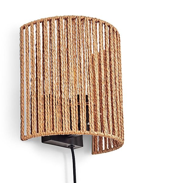 hofstein Wandleuchte Wandlampe aus Metall/Seil/Bast in günstig online kaufen