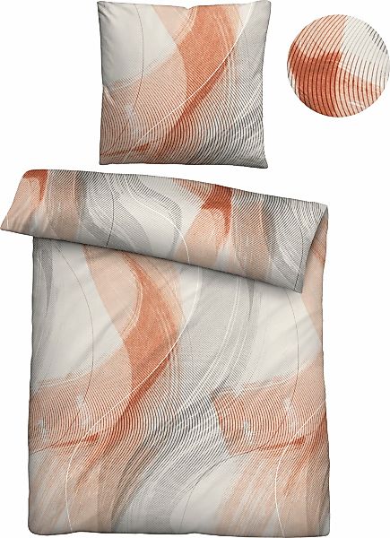 Biberna Bettwäsche "Maurice" 2 Stk. tlg. mit pastelligen Wellen günstig online kaufen