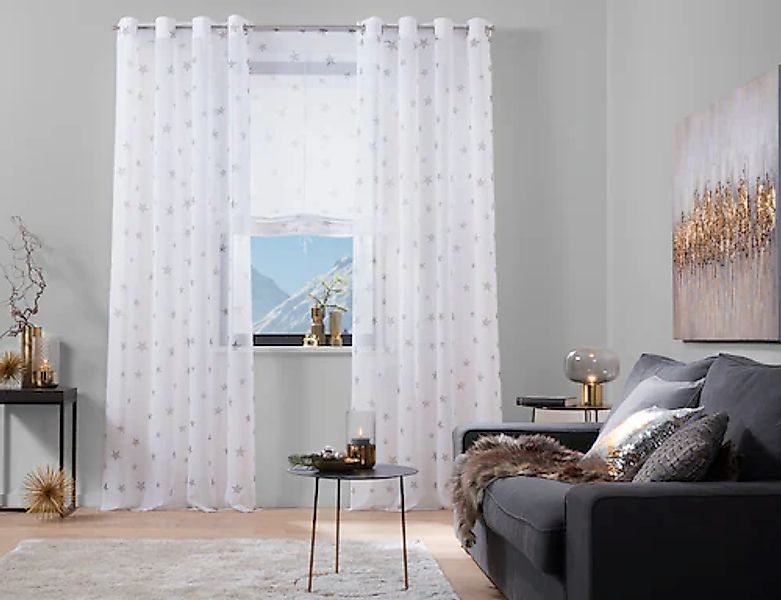 my home Gardine »Stern« Ösen 1 Stk. tlg. Transparent, Voile, Polyester günstig online kaufen
