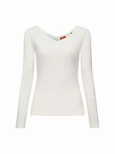 Esprit Langarmshirt Pointelle-Top mit V-Ausschnitt (1-tlg) günstig online kaufen