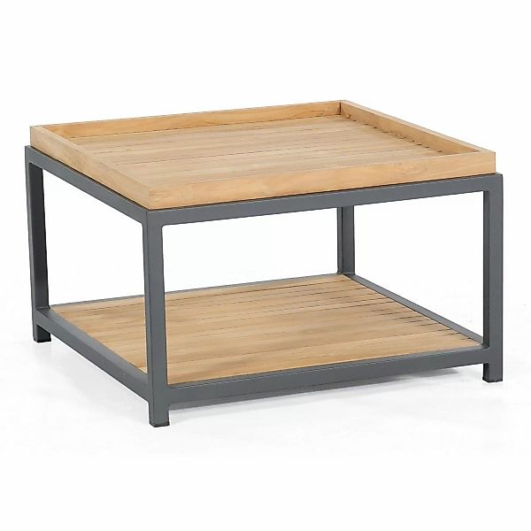 Natur24 Lounge-Tisch Square 72x72x45cm mit Teakholzplatte günstig online kaufen