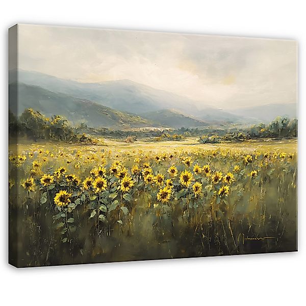 Wallarena Leinwandbild Sonnenblume Feld Natur Modern günstig online kaufen