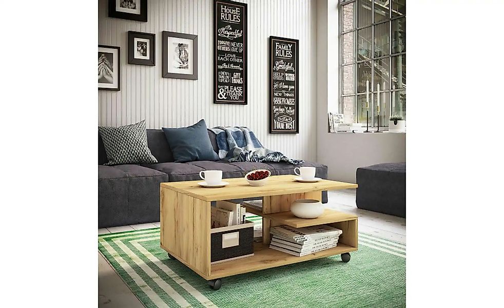 VCM Couchtisch Holz Sofatisch Couchtisch Rollen rollbar Stango L günstig online kaufen