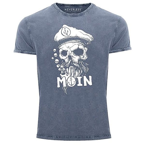 Neverless Print-Shirt Herren Vintage Shirt Moin Kapitän Totenkopf Anker Bar günstig online kaufen