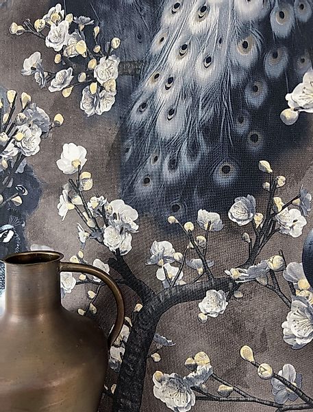 Newroom Vliestapete, Grau Tapete Modern Pfau günstig online kaufen