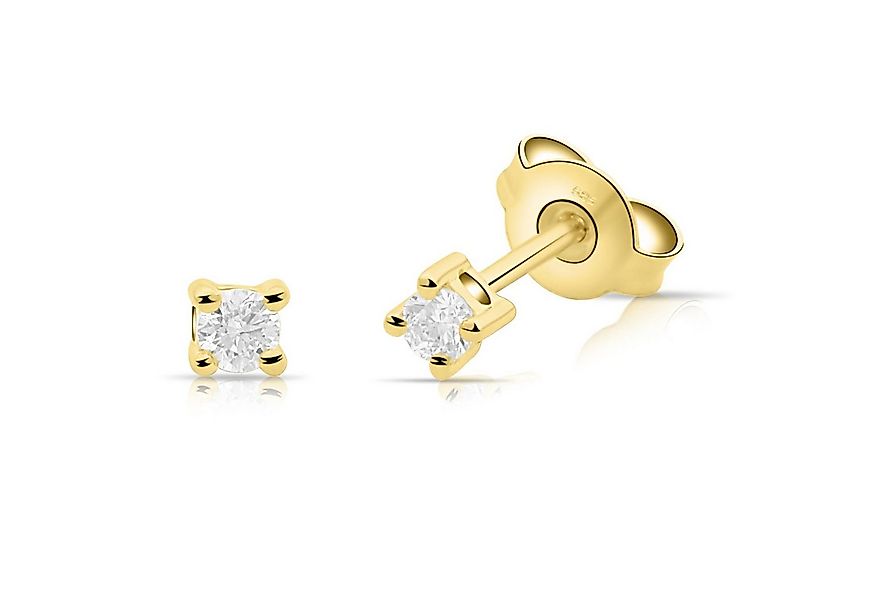 Paar Ohrstecker Ohrstecker 585er Gelbgold Zirkonia Weiß Hochglanzpoliert, M günstig online kaufen