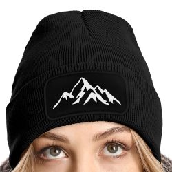 Neverless Strickmütze Damen Beanie mit Patch günstig online kaufen