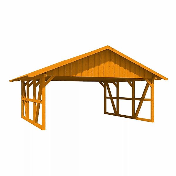 Skan Holz Carport Schwarzwald mit Dachschalung 684 x 600 cm Eiche günstig online kaufen