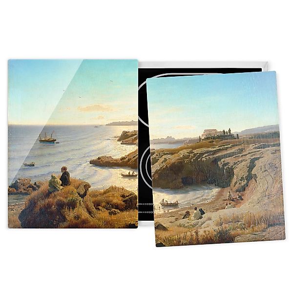 2-teilige Herdabdeckplatte Glas Kunstdruck Andreas Achenbach - Küste bei Sy günstig online kaufen