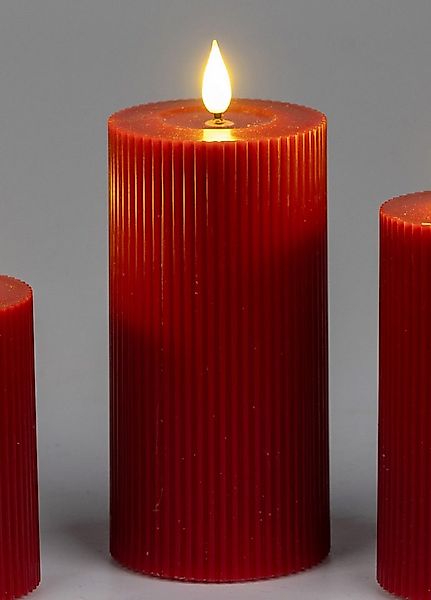 formano LED-Kerze Streifen, Farbe: Rot, Motiv: Rillen günstig online kaufen