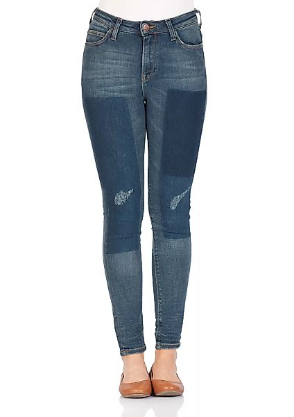 Lee Damen Jeans Scarlett High - Skinny Fit - Blau - Strummer Patch günstig online kaufen