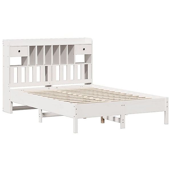 vidaXL Bett Massivholzbett mit Regal ohne Matratze Weiß 135x190 cm Kiefer günstig online kaufen