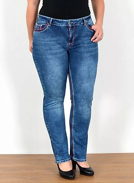 ESRA Straight-Jeans FG12 Straight Fit Jeans Damen High Waist Hose Kontrastn günstig online kaufen