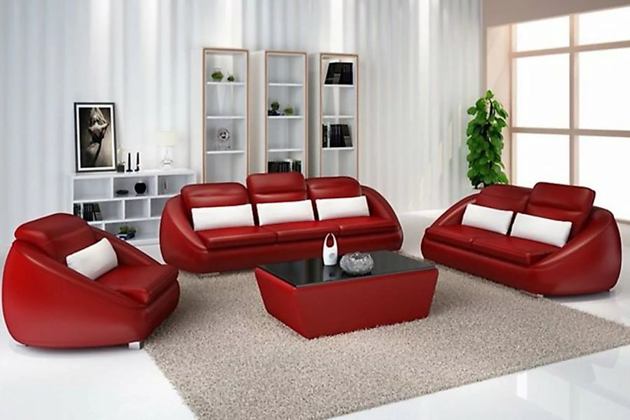 JVmoebel Sofa Moderne rote Sofagarnitur 3+2+1 Sitzer luxus Couche Design Ne günstig online kaufen