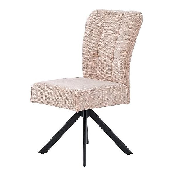 Esszimmerstuhl drehbar Chenille Blush / Gestell Metall Schwarz günstig online kaufen